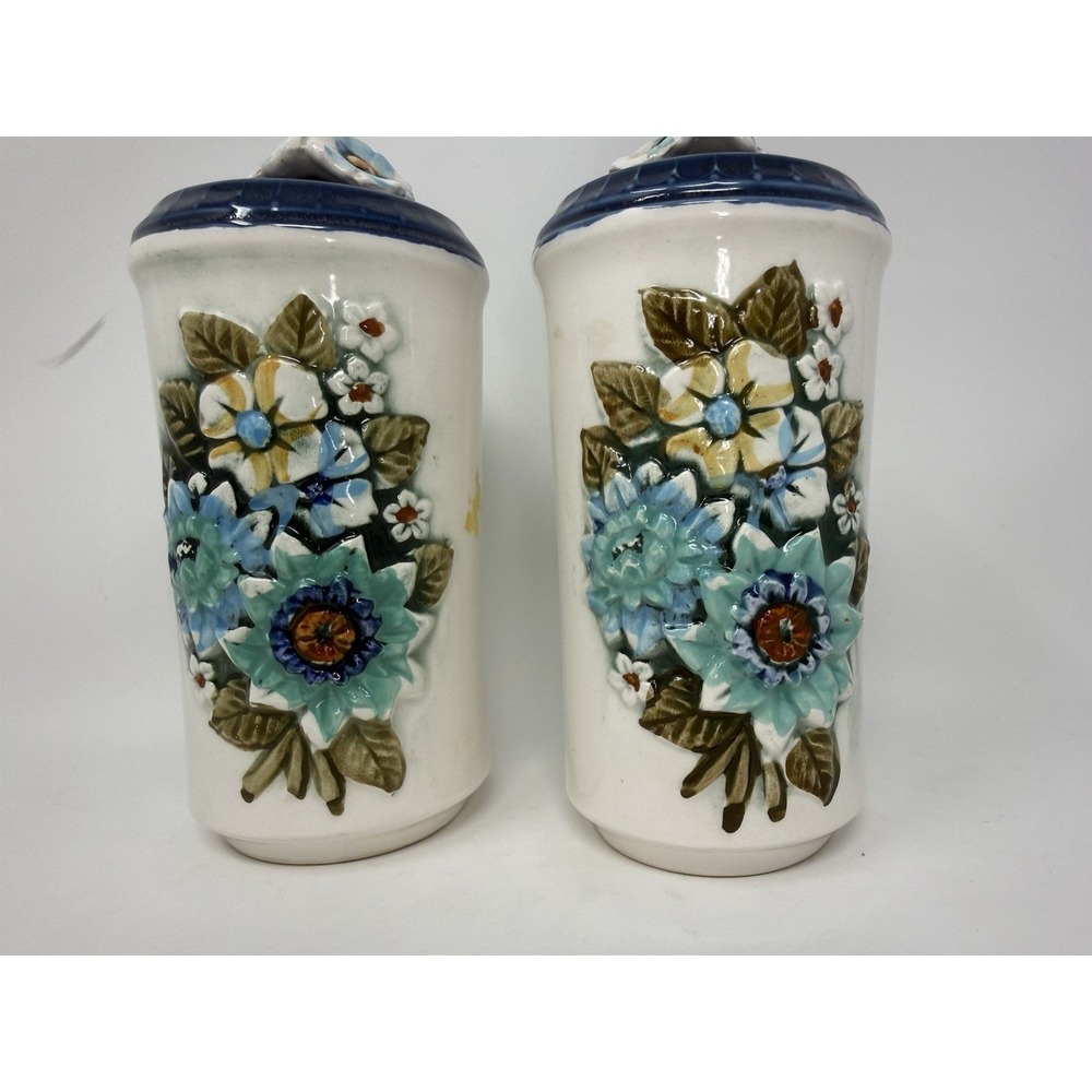 Vintage Tilso Ceramic Salt And Pepper Shakers  Floral Flower Large